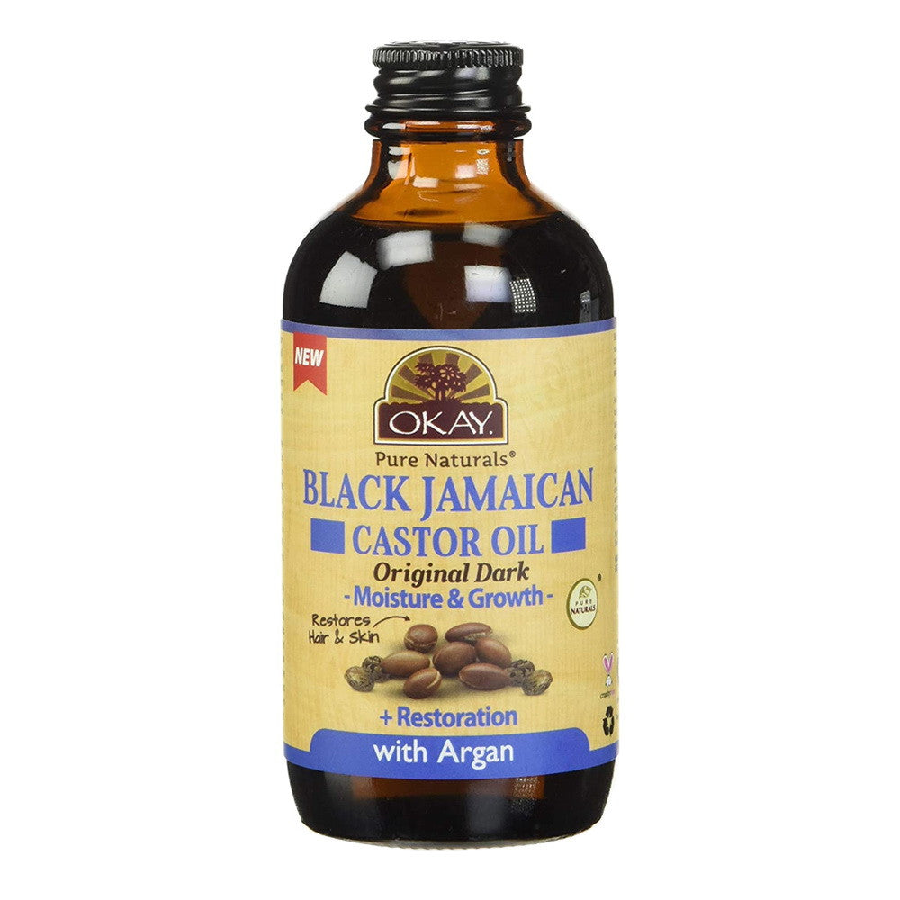 Okay Pure Naturals Black Jamaican Castor Oil + Restoration With Argan, 4 Oz